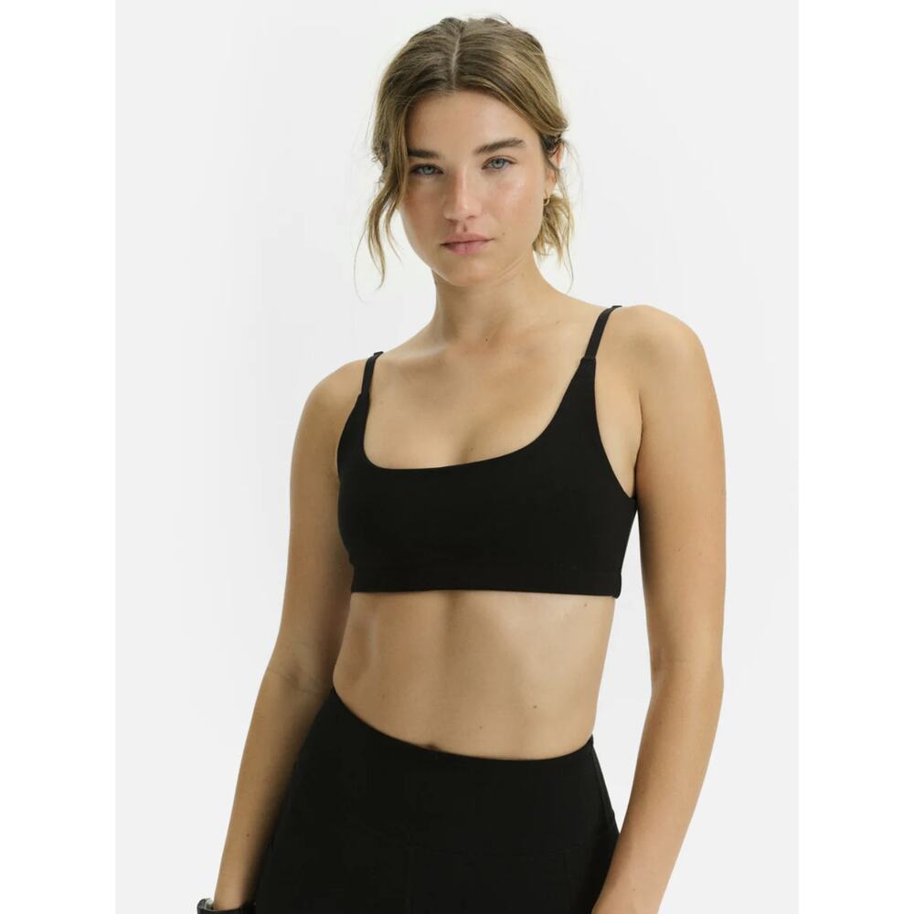 MATE the Label Organic Stretch Scoop Bra Jet Black XS Adjustable Workout Cotton